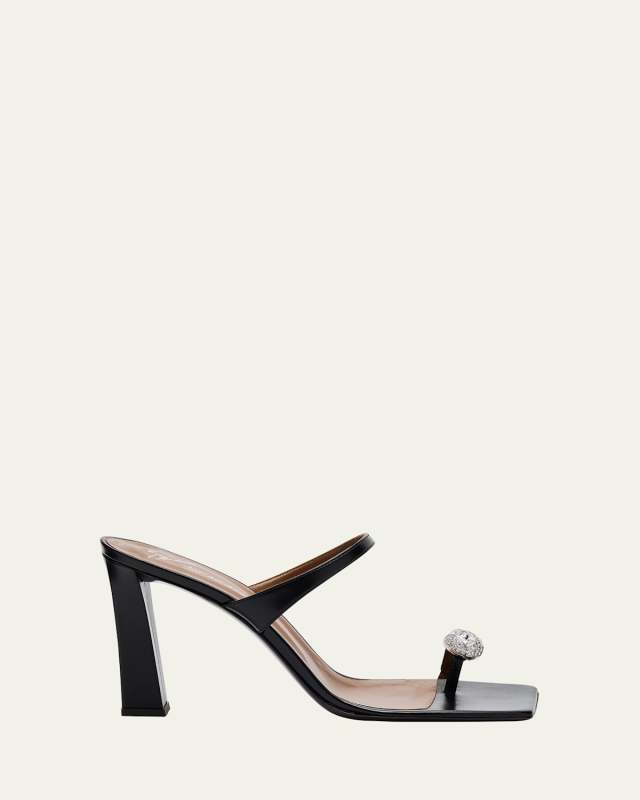 Crystal Jewel Thin Strap Leather Sandals
